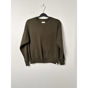 TKEES Womens Pullover Sweatshirts Green Crew Neck Cotton Long Sleeve Size 0